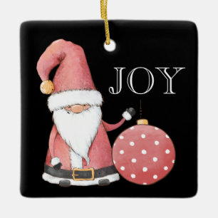 Santa Gnome Red Ornament Editable Christmas  