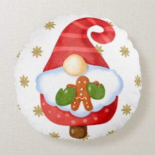 Santa Gnome  Round Cushion