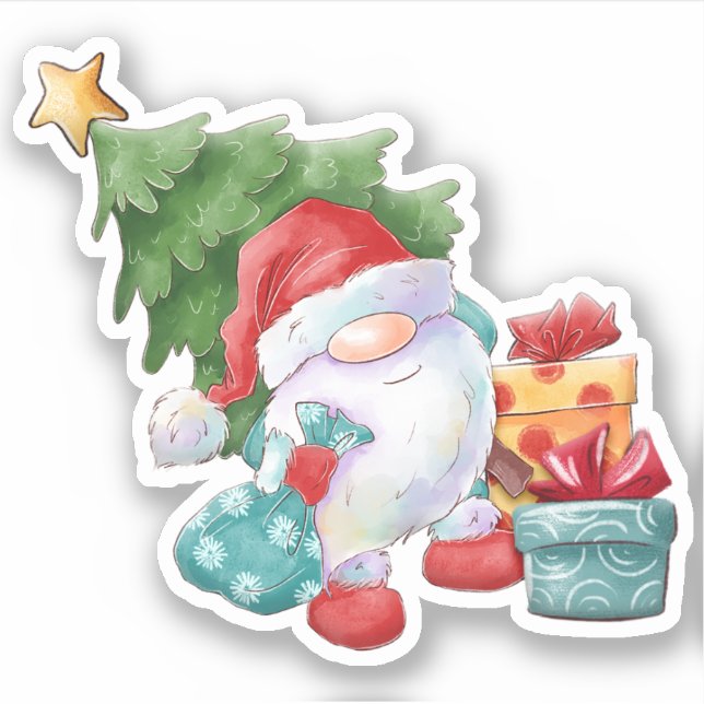 Santa Gnome Sticker (Front)