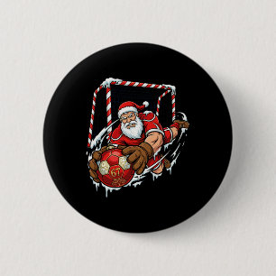 Santa Goalie 67 Soccer Ll Christmas Funny Sports 6 Cm Round Badge