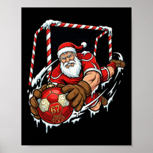 Santa Goalie 67 Soccer Ll Christmas Funny Sports  Poster