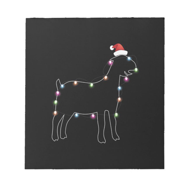 Santa Goat Christmas Colour Led Light Xmas Goat Notepad (Front)