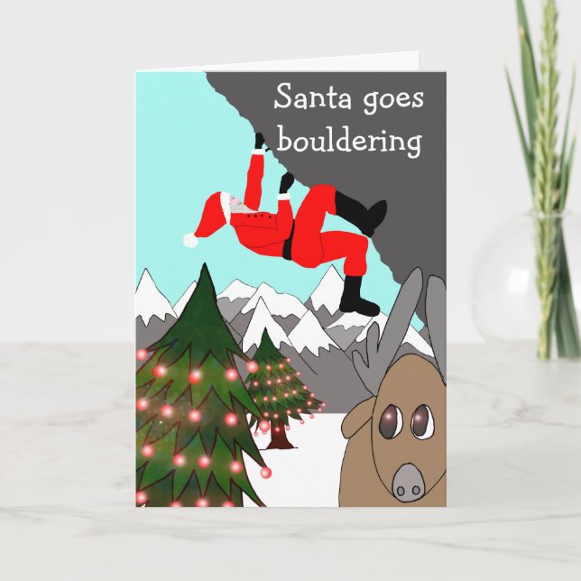 Santa goes bouldering Christmas card (Front)