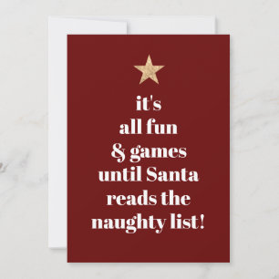 Santa Gold Star Modern Tree Font Funny Quote Holiday Card