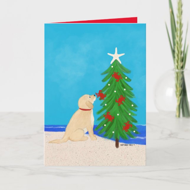 Santa Golden Dog Christmas Wishes Card (Front)