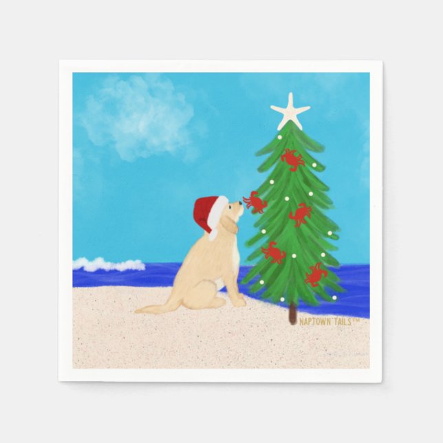 Santa Golden Dog Christmas Wishes Napkins (Front)