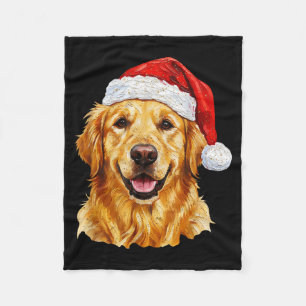 Santa Golden Retriever Christmas Golden Retriever Fleece Blanket
