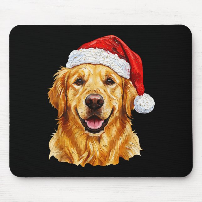 Santa Golden Retriever Christmas Golden Retriever  Mouse Pad (Front)