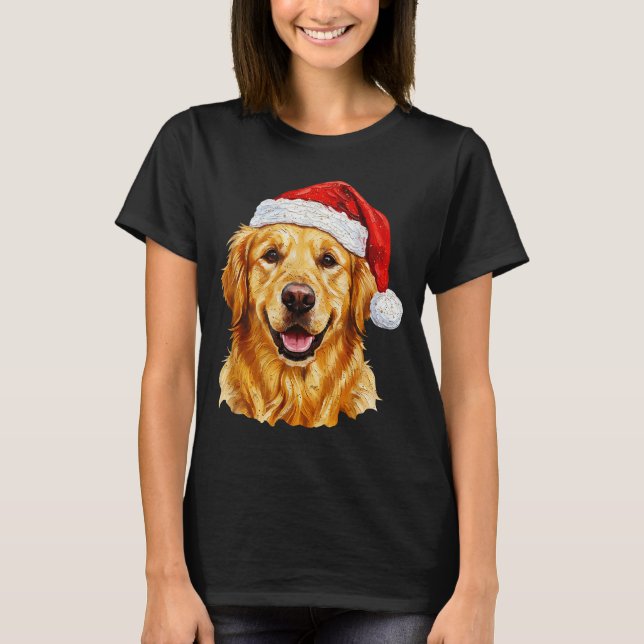 Santa Golden Retriever Christmas Golden Retriever  T-Shirt (Front)