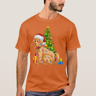 Santa Golden Retriever Christmas Lights Dog Xmas H T-Shirt