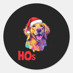 Santa Golden Retriever Dog There's Some Hos In Thi Classic Round Sticker