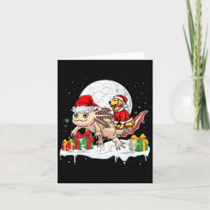 Santa Golden Retriever Riding Axolotl Christmas Ow Card