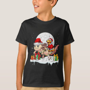 Santa Golden Retriever Riding Axolotl Christmas Ow T-Shirt