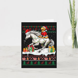 Santa Golden Retriever Riding Horse Christmas Swea Card