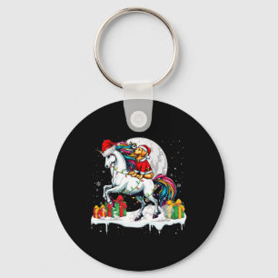 Santa Golden Retriever Riding Unicorn Christmas Ow Key Ring