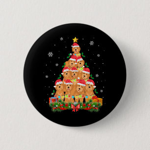 Santa Goldendoodle Dog Tree Christmas Pet Animal D 6 Cm Round Badge
