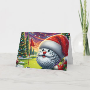 Santa Golf Ball Golfer Holiday Card