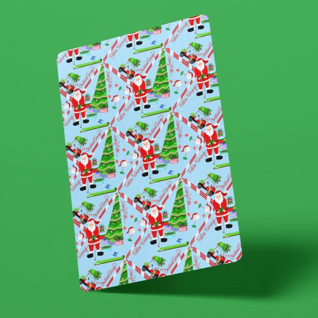 Santa Golfing by Christmas Tree  Playing Cards (Santa's Golf Surprise: Festive Cards for Die-hard Golfers, Hole-in-one Fun!)