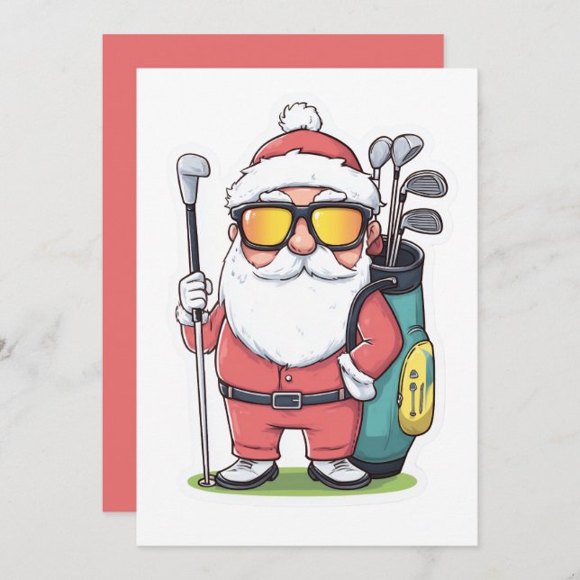 Santa Golfing Christmas Fun Card (Front/Back)