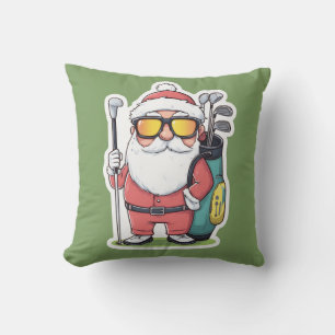 Santa Golfing Christmas Fun Cushion