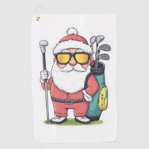 Santa Golfing Christmas Fun Golf Towel