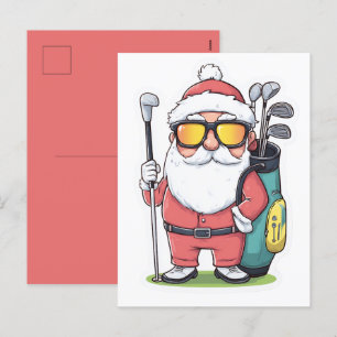 Santa Golfing Christmas Fun Holiday Postcard