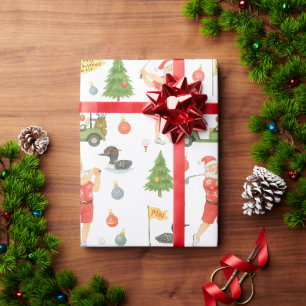 Santa Golfing in Minnesota Holiday wrapping paper