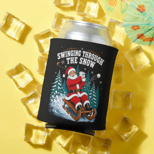 Santa Golfing Merry Christmas Golfer Can Cooler