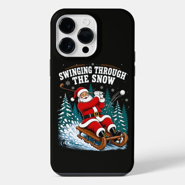 Santa Golfing Merry Christmas Golfer iPhone Case (Back)