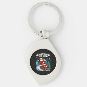 Santa Golfing Merry Christmas Golfer Key Ring