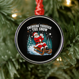 santa golfing merry christmas golfer metal tree decoration