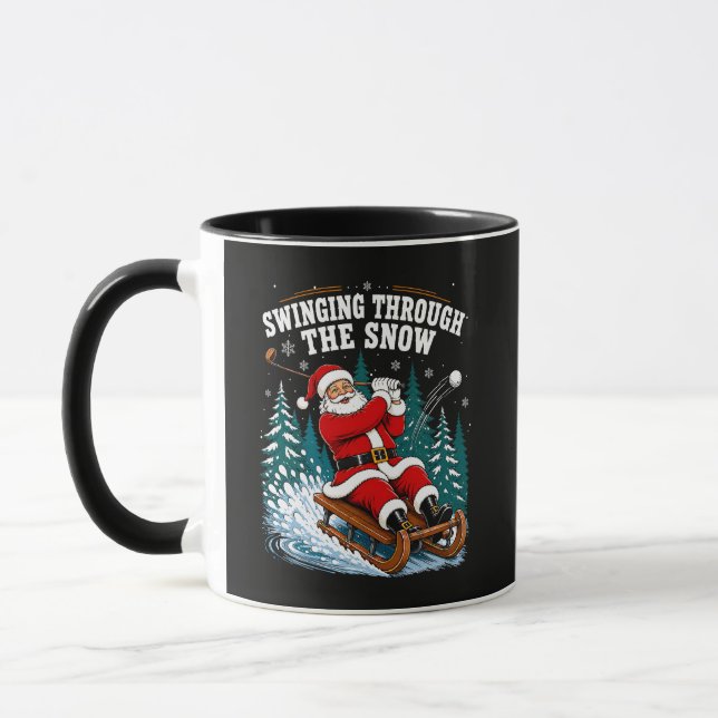 Santa Golfing Merry Christmas Golfer Mug (Left)