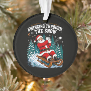 santa golfing merry christmas golfer ornament