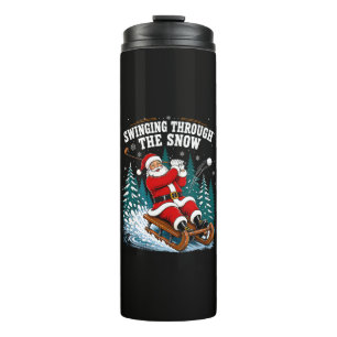 Santa Golfing Merry Christmas Golfer Thermal Tumbler
