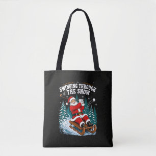 Santa Golfing Merry Christmas Golfer Tote Bag