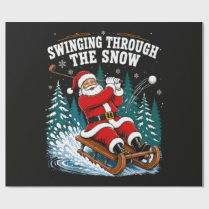 Santa Golfing Merry Christmas Golfer Wrapping Paper