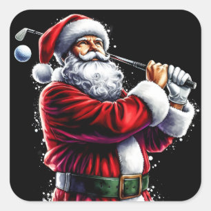 Santa Golfing This Holiday Season Square Sticker