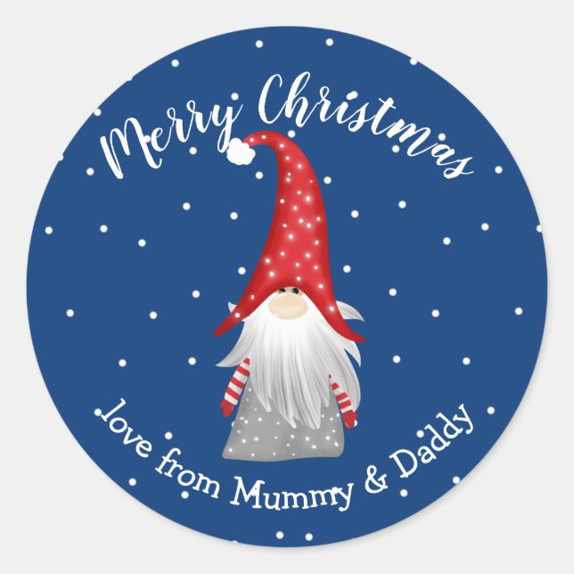 Santa gonk gnome of Christmas present merry gift Classic Round Sticker (Front)