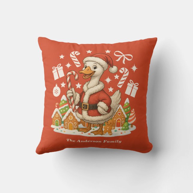 Santa Goose Christmas Holiday Cushion (Back)