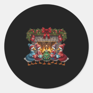 Santa Goose Merry Goosmas Xmas Goose Christmas  Classic Round Sticker