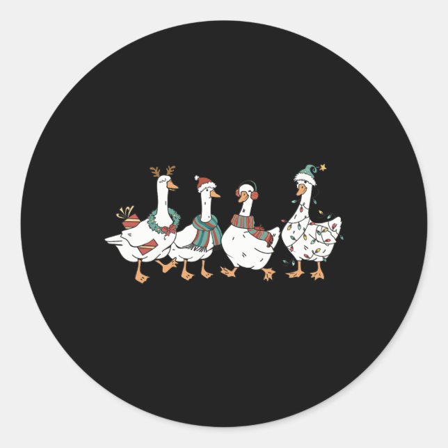 Santa Goose On The Loose Merry Goosemas Christmas  Classic Round Sticker (Front)