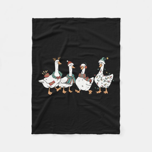 Santa Goose On The Loose Merry Goosemas Christmas  Fleece Blanket (Front)