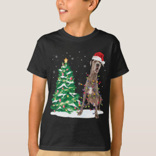 Santa Great Dane Dog Christmas Tree Light Funny Xm T-Shirt