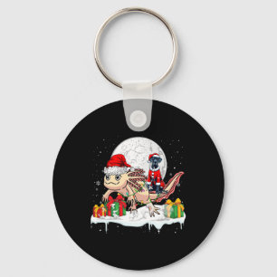 Santa Great Dane Riding Axolotl Christmas Owner Ki Key Ring
