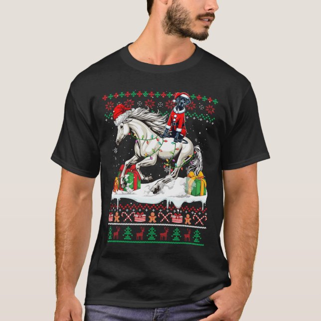 Santa Great Dane Riding Horse Christmas Sweater Lo (Front)