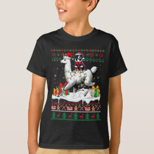 Santa Greater Swiss Mountain Riding Llama Christma T-Shirt