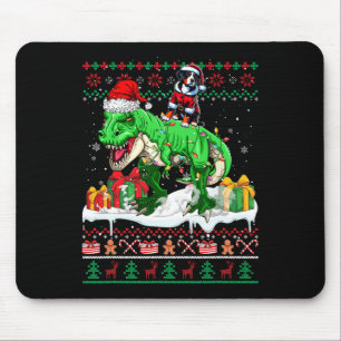 Santa Greater Swiss Mountain Riding T-rex Christma Mouse Pad