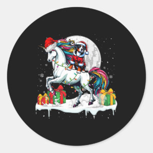 Santa Greater Swiss Mountain Riding Unicorn Christ Classic Round Sticker