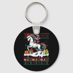 Santa Greater Swiss Mountain Riding Unicorn Xmas S Key Ring