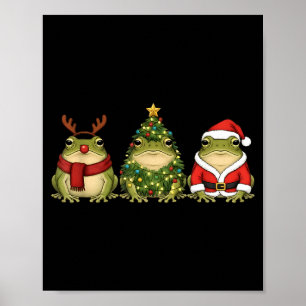 Santa Green Frog Christmas Tree Frog Lover Animal  Poster